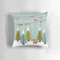 Plush winter pillow featuring a snowy forest scene with a cute fox and holiday-inspired colors