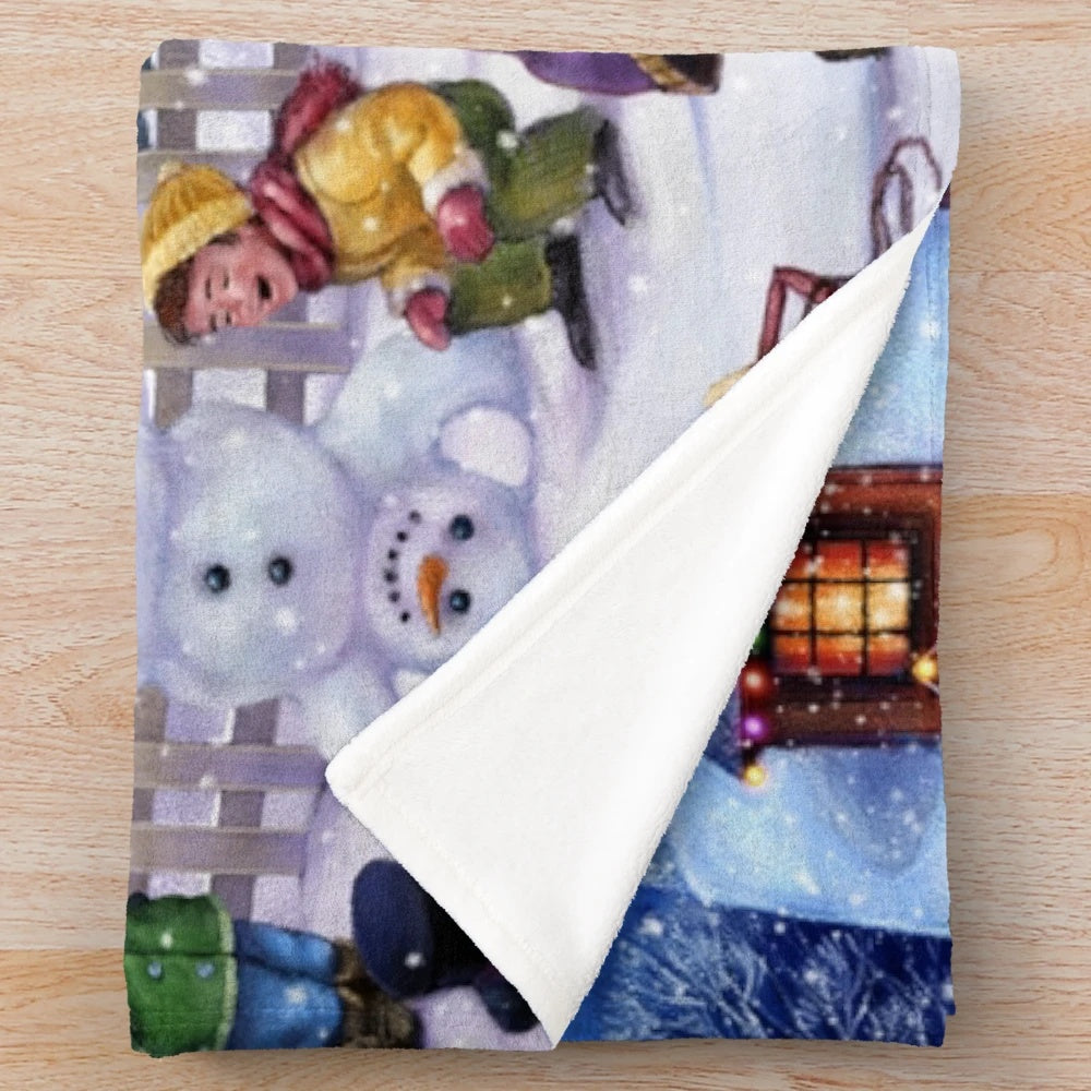 Soft and snuggly plush blanket with a winter wonderland design