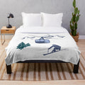 Ski scene plush blanket for winter sports and skiing