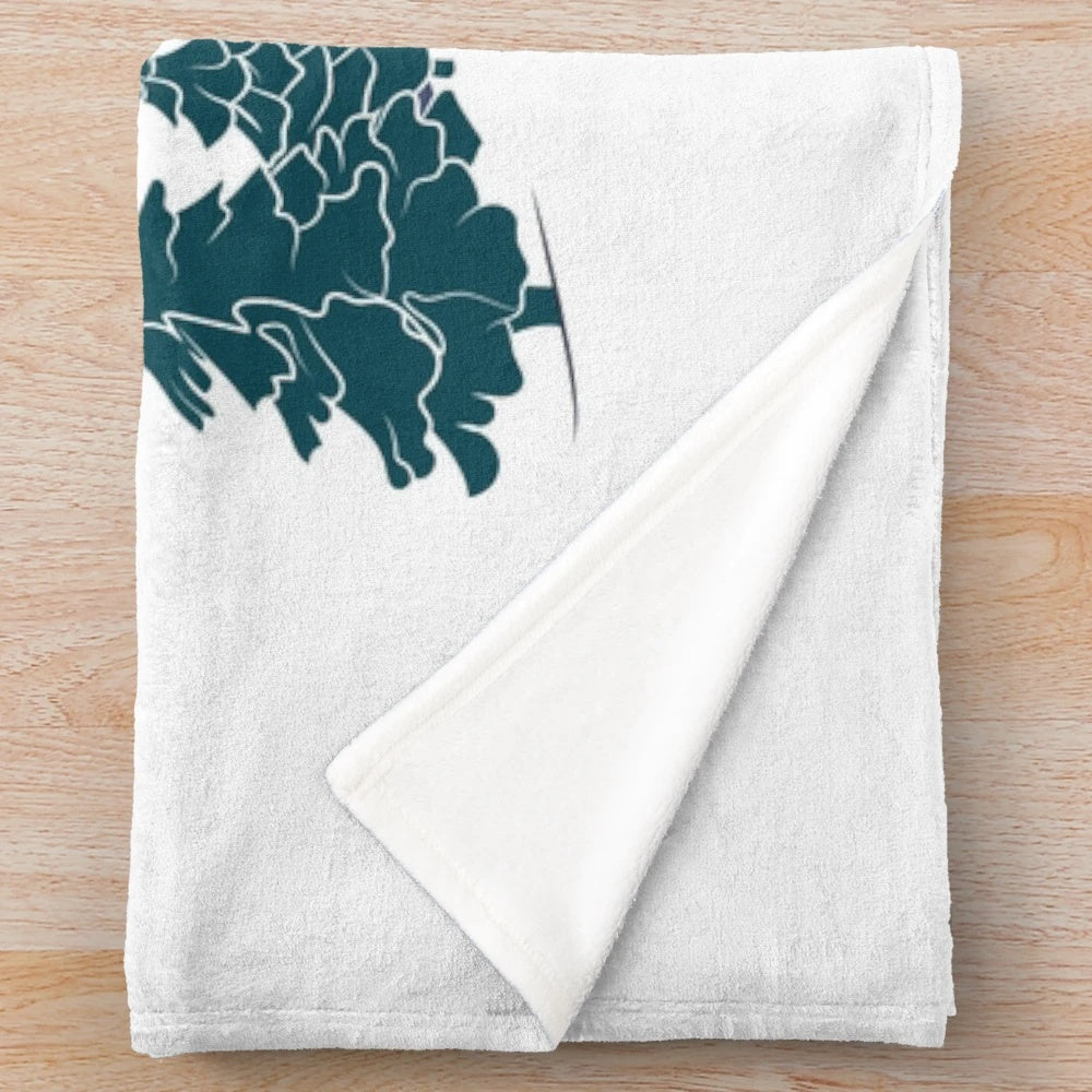 Ski scene plush blanket for winter sports and skiing