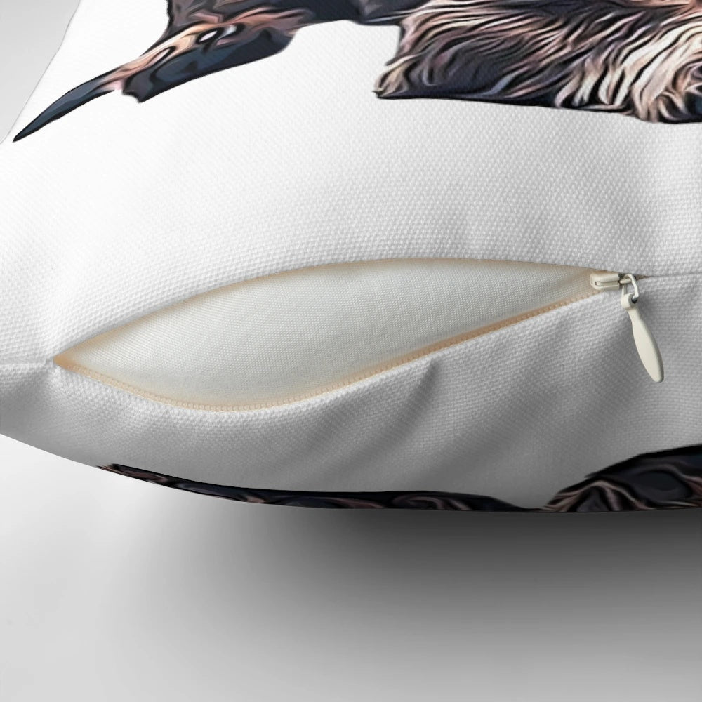Soft, plush pillow featuring a wire haired dachshund design