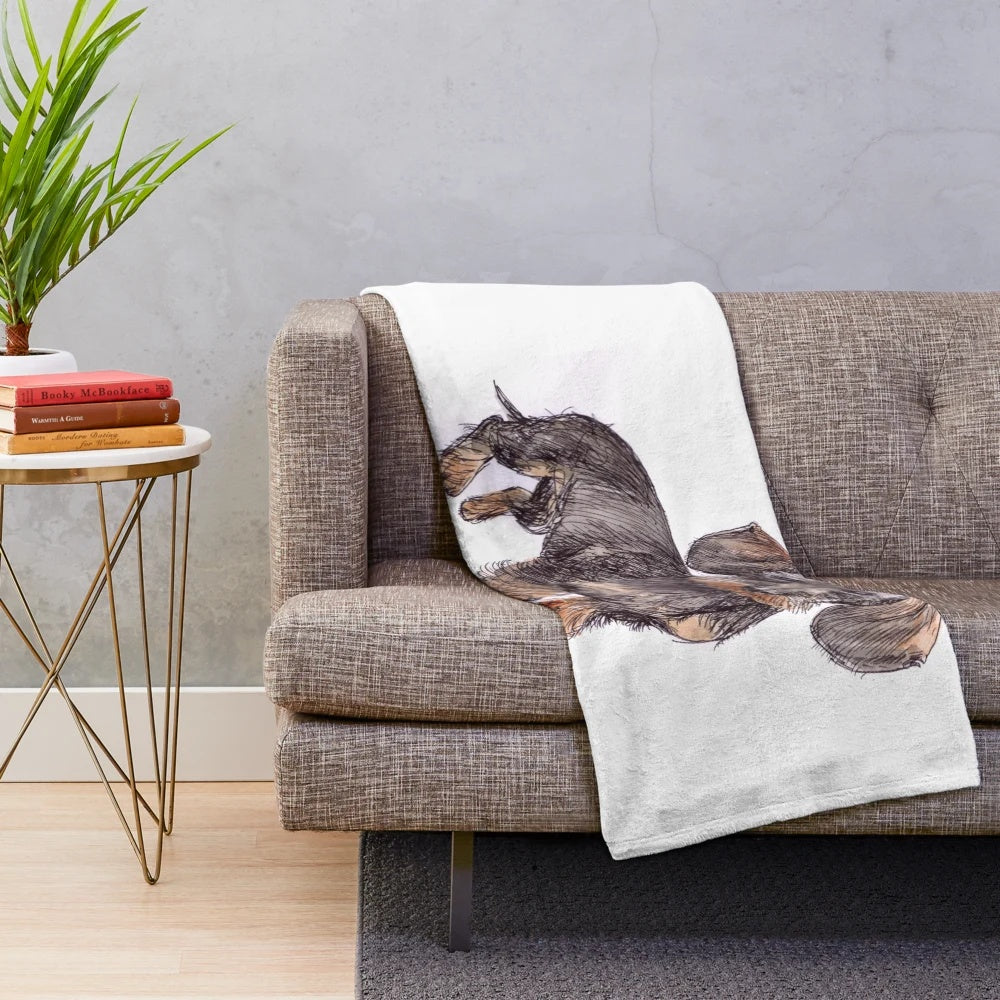 Soft and cuddly wire-haired daschund plush blanket