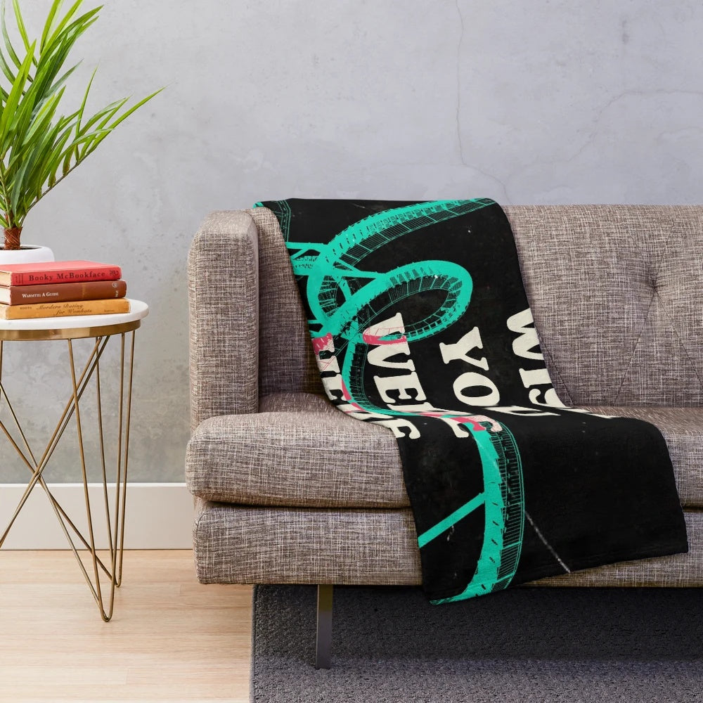 Soft and comfortable "Wish You Were Here" plush blanket featuring music-inspired design