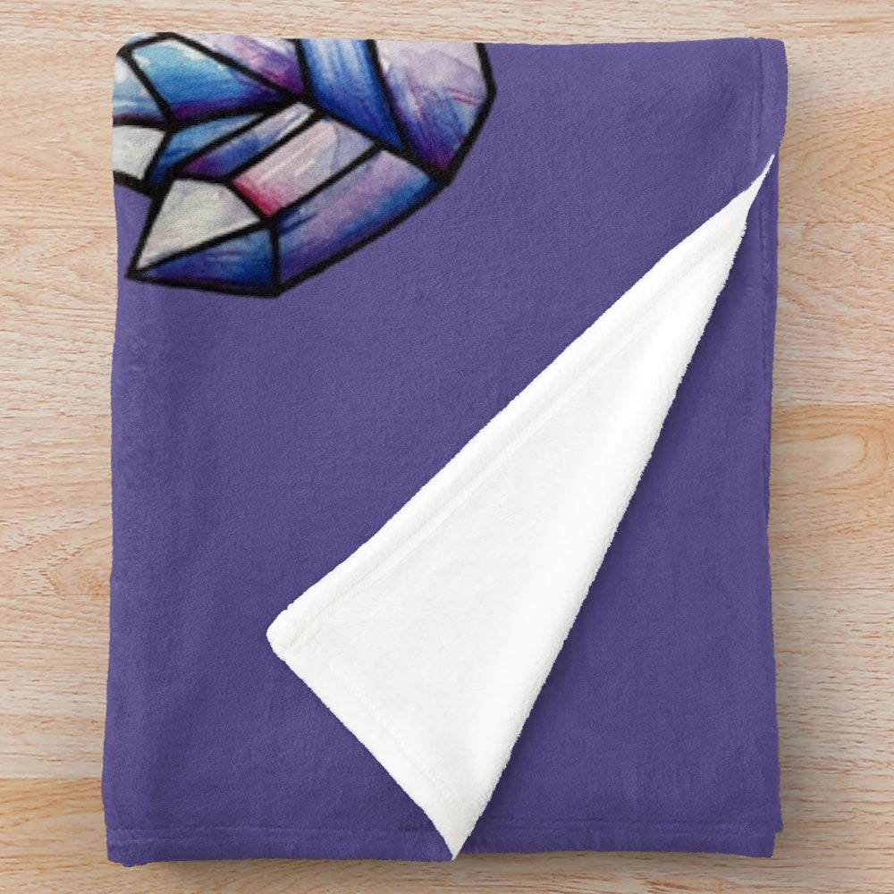 Witchy plush blanket with crystals and bohemian style