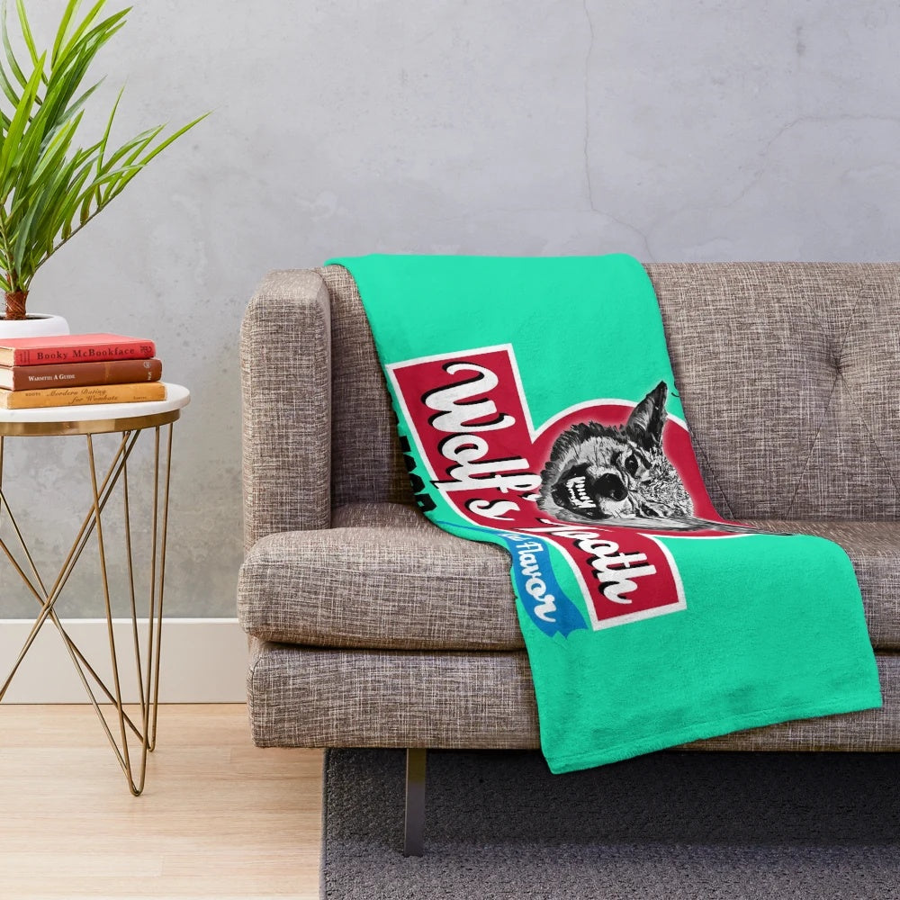 Soft, comfortable wolf-themed plush blanket for dog food enthusiasts