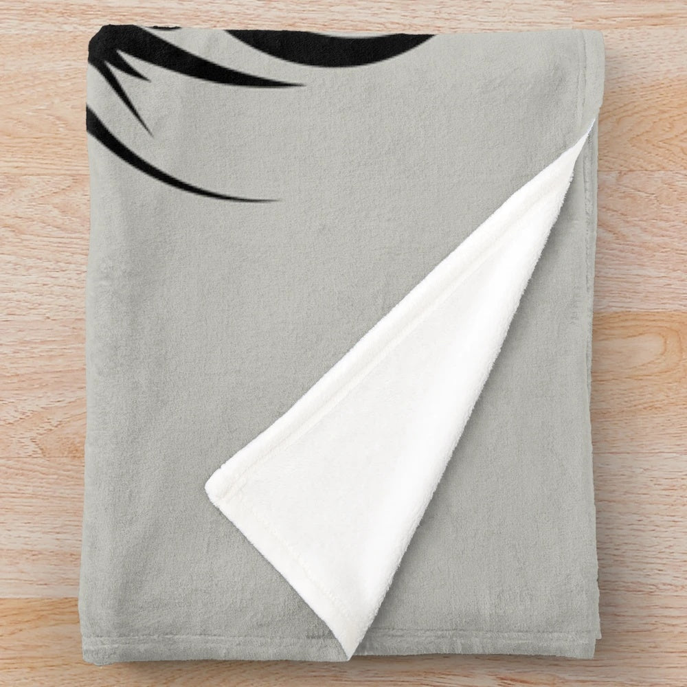 Cozy plush blanket featuring a wolf silhouette in a tribal art design
