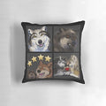 Soft, plush wolf themed pillow with illustrated wolf design