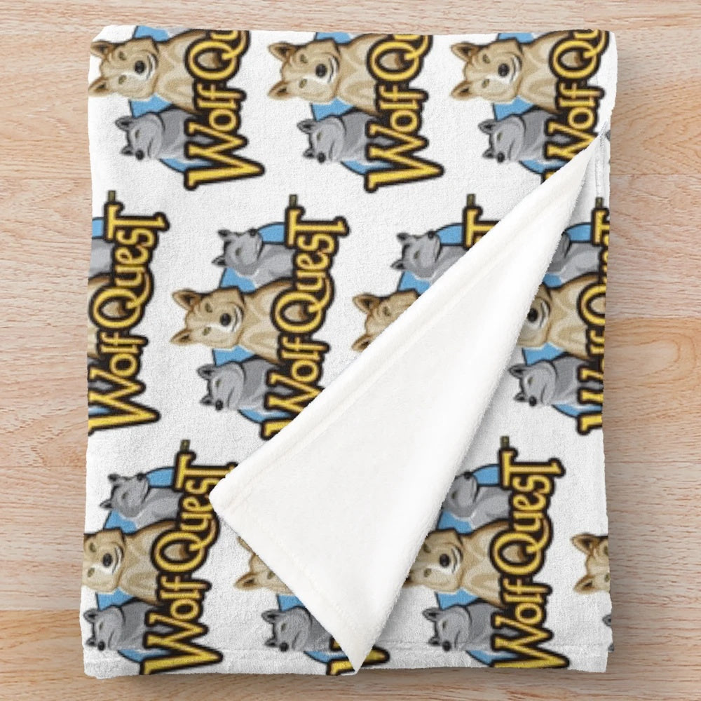 Soft and Snuggly WolfQuest Plush Blanket with Wolf Logo