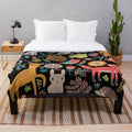 Woodland animals pattern plush blanket