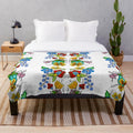 Cozy woodland plush blanket with Ojibwe floral pattern
