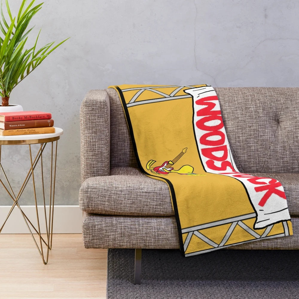 Soft and warm plush blanket featuring Woodstock and other Peanuts characters