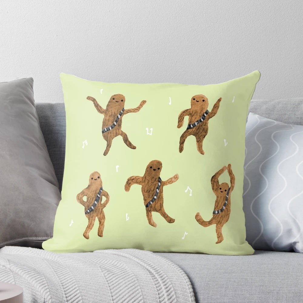 A fluffy, kawaii wookie pillow perfect for science fiction fans and home decor.