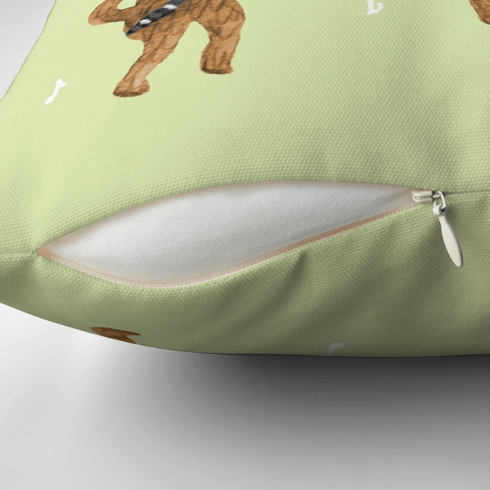 A fluffy, kawaii wookie pillow perfect for science fiction fans and home decor.