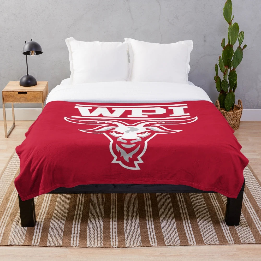 Worcester Polytechnic Institute plush blanket with logo