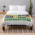 Wordle-themed plush blanket with green, yellow, and gray squares
