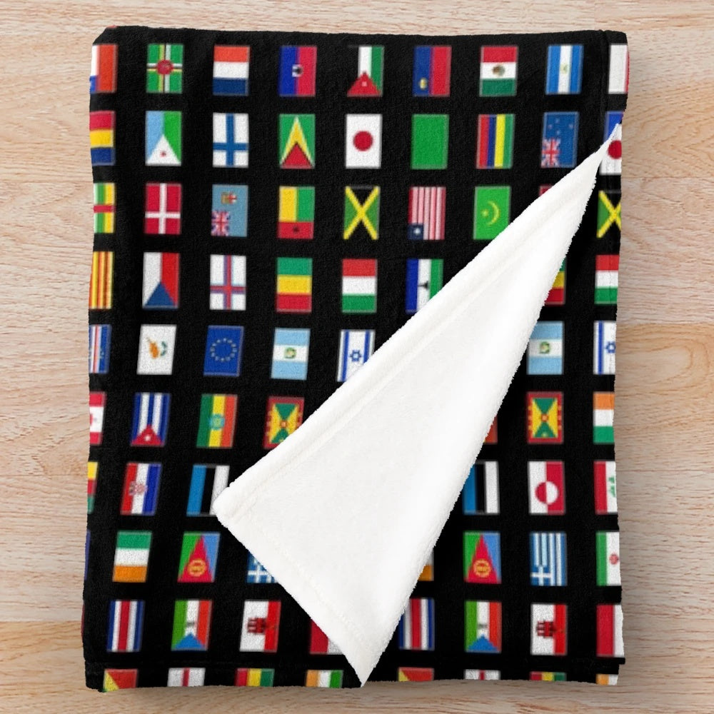 Colorful world flags plush blanket