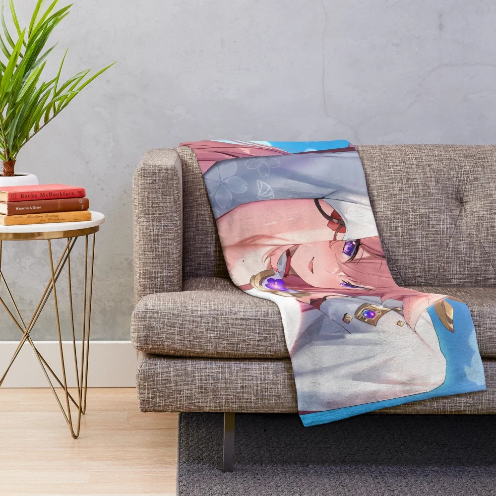 Soft and Cuddly Yae Miko Genshin Impact Plush Blanket