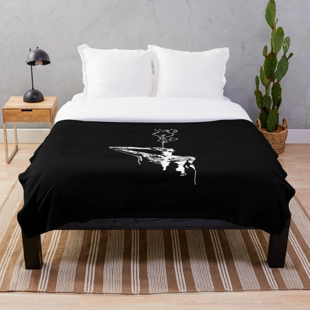 Yakuza-themed plush blanket with cute anime-style design
