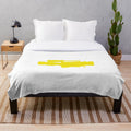 Yellow plush blanket featuring a vintage-style cinema camera design