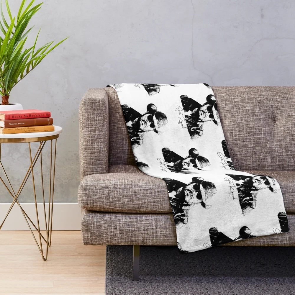 Yellowstone-themed plush blanket with Dutton ranch and cowboy design
