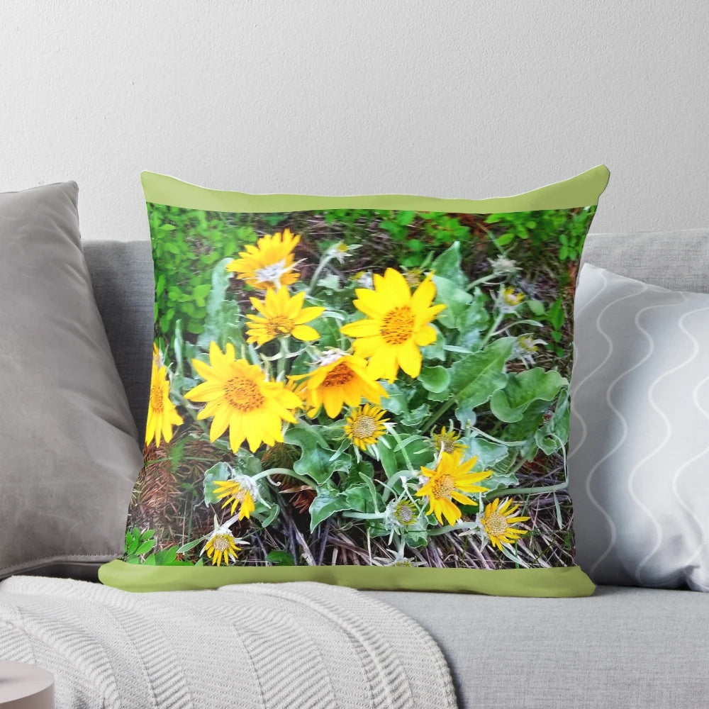 Yellowstone National Park inspired throw pillow featuring a scenic landscape design