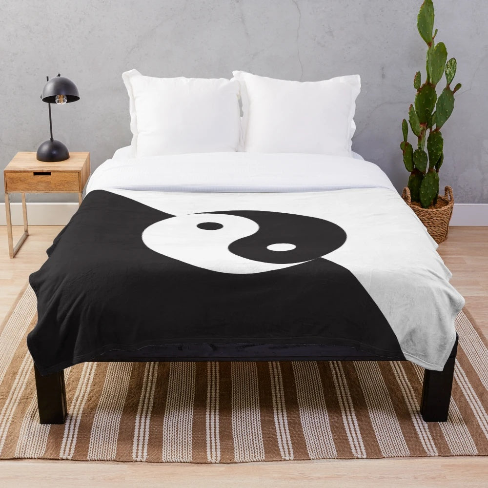 Yin Yang symbol plush blanket for meditation and relaxation