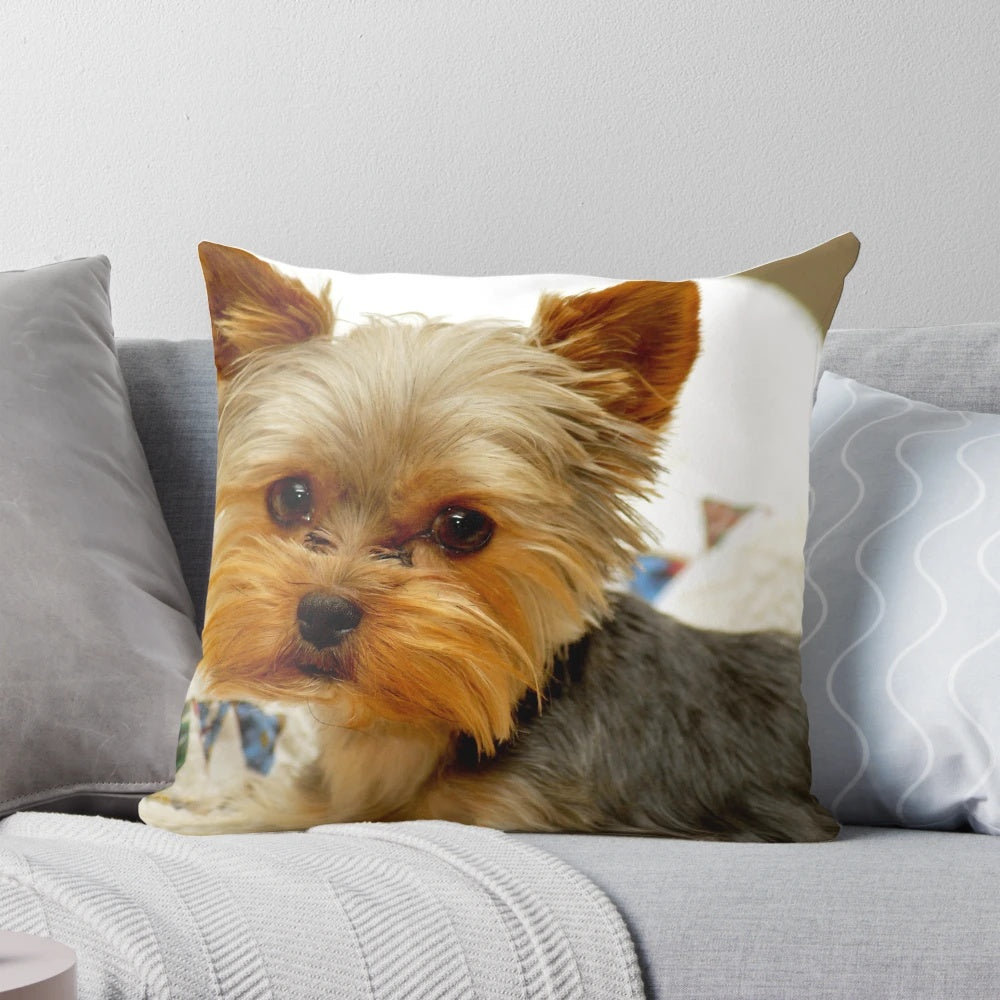 Soft and plush Yorkshire Terrier pillow for dog lovers.