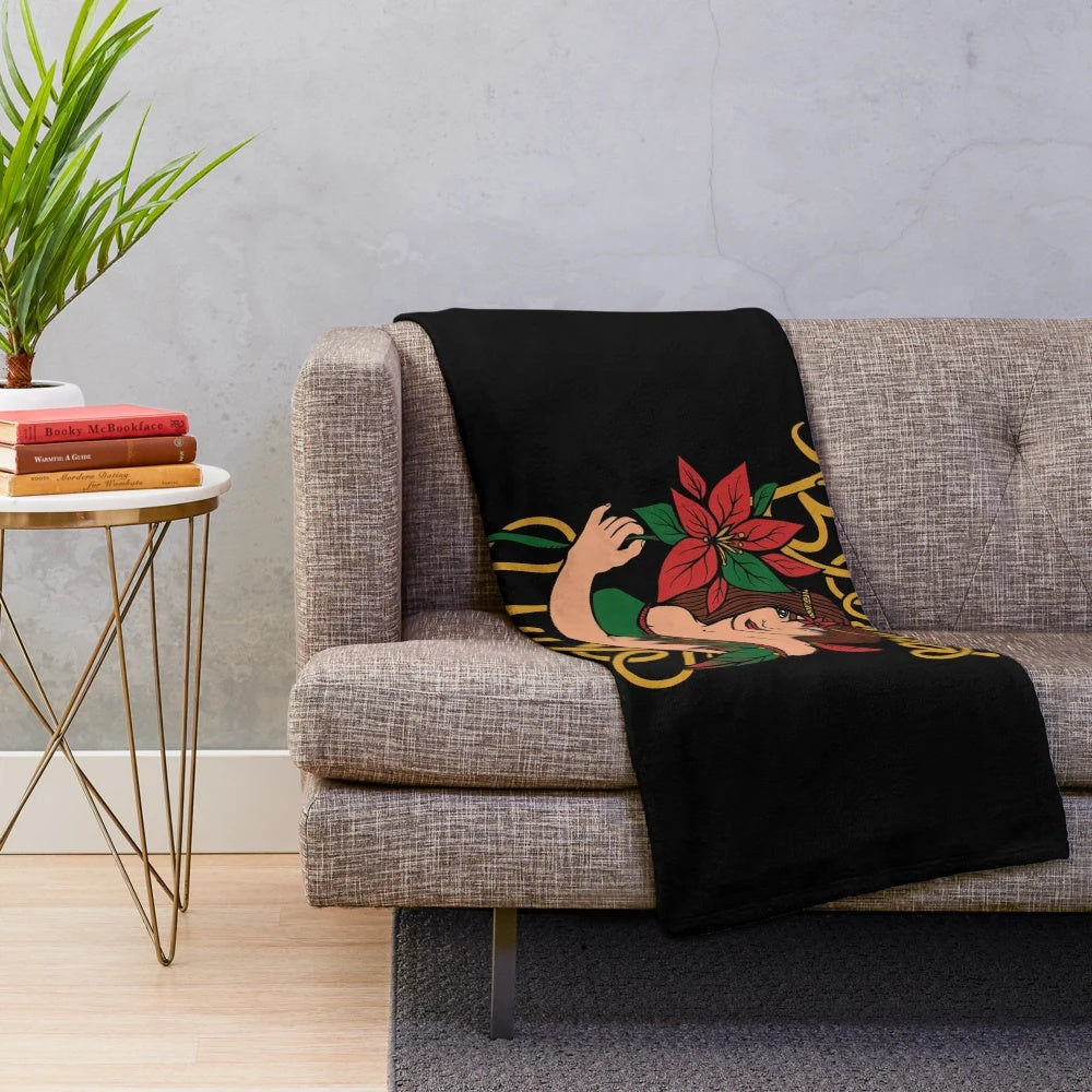 Plush blanket with Yule and goddess design
