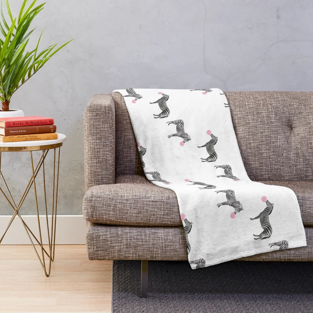 Zebra plush blanket with animal print design