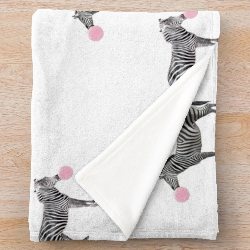 Zebra plush blanket with animal print design