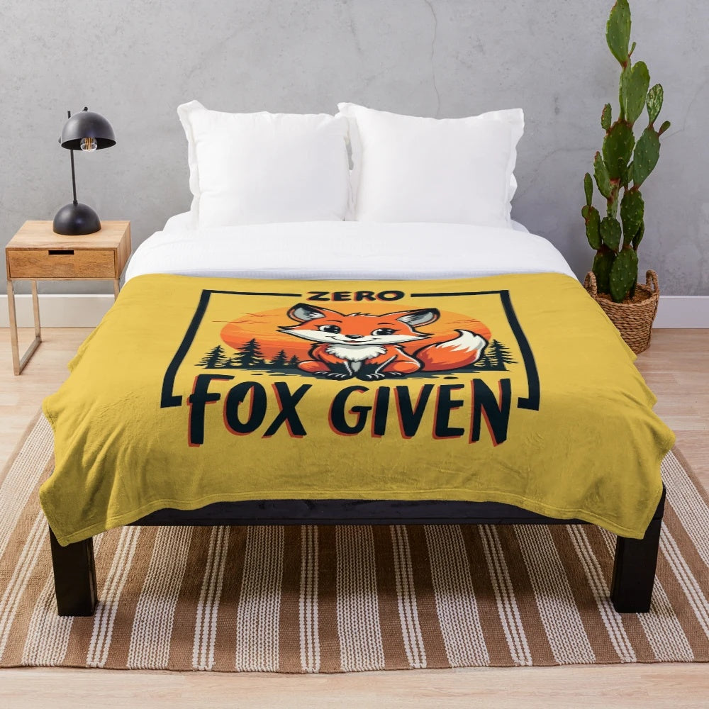 Plush blanket with a zero fox given inspired animal print design