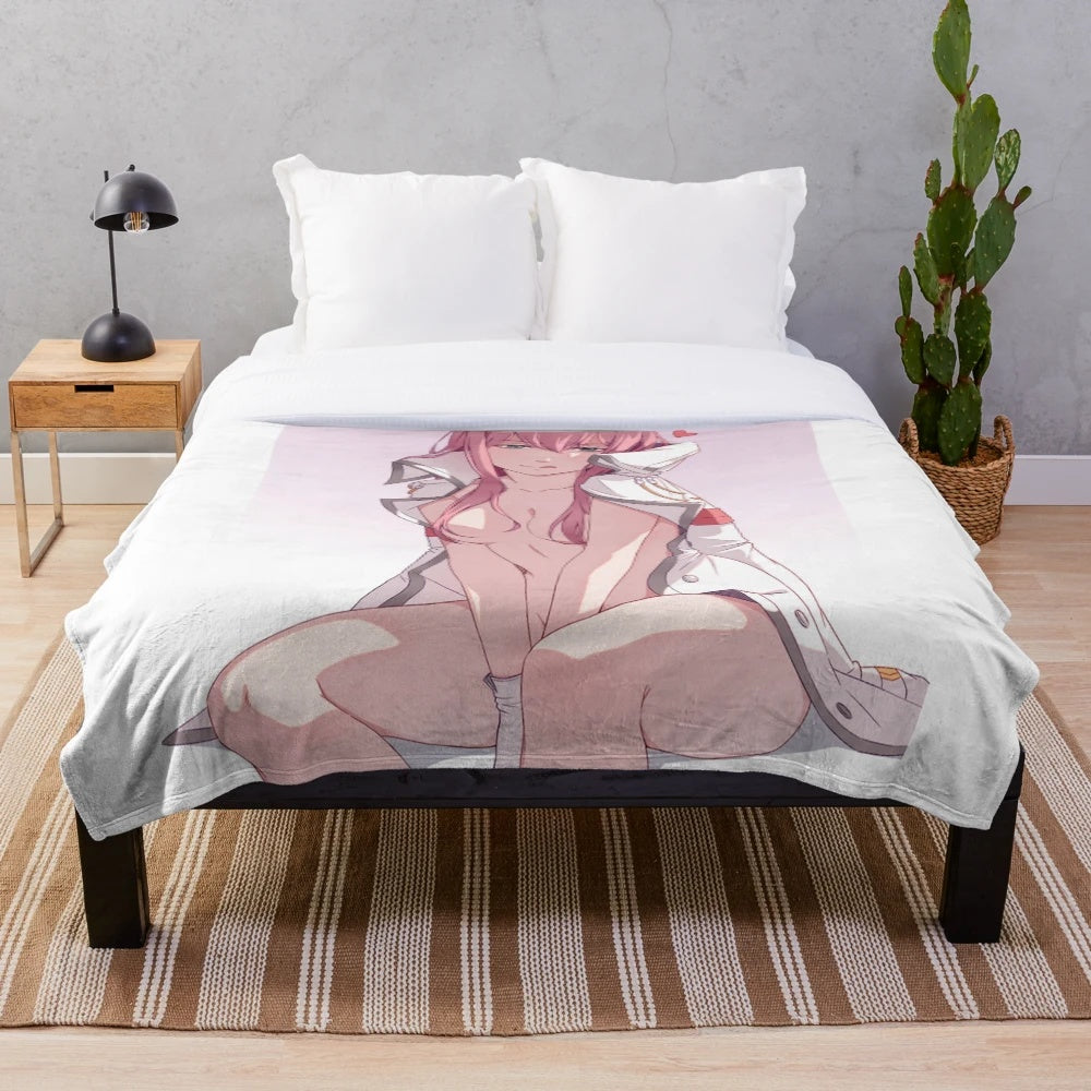 Zero Two inspired plush blanket with Darling in the Franxx anime artwork