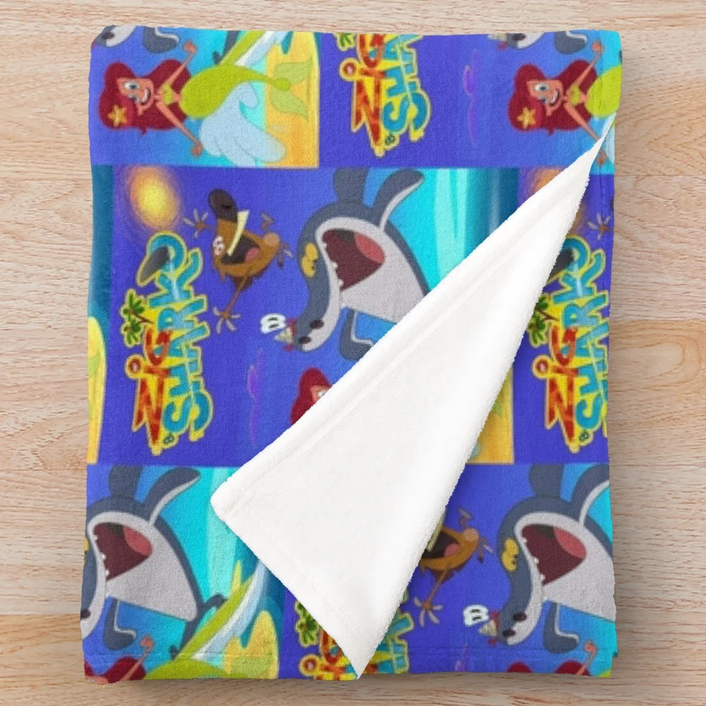 Zig and Sharko plush blanket featuring the popular animated characters