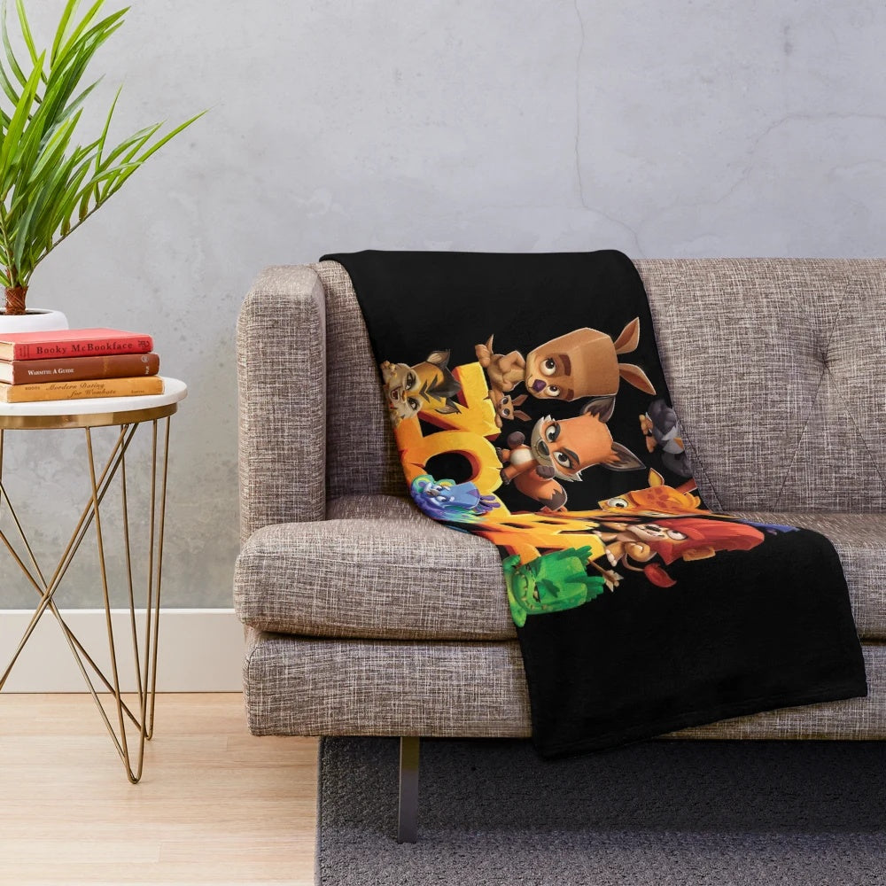 Zooba Battle Arena Plush Blanket featuring Finn and Nix characters