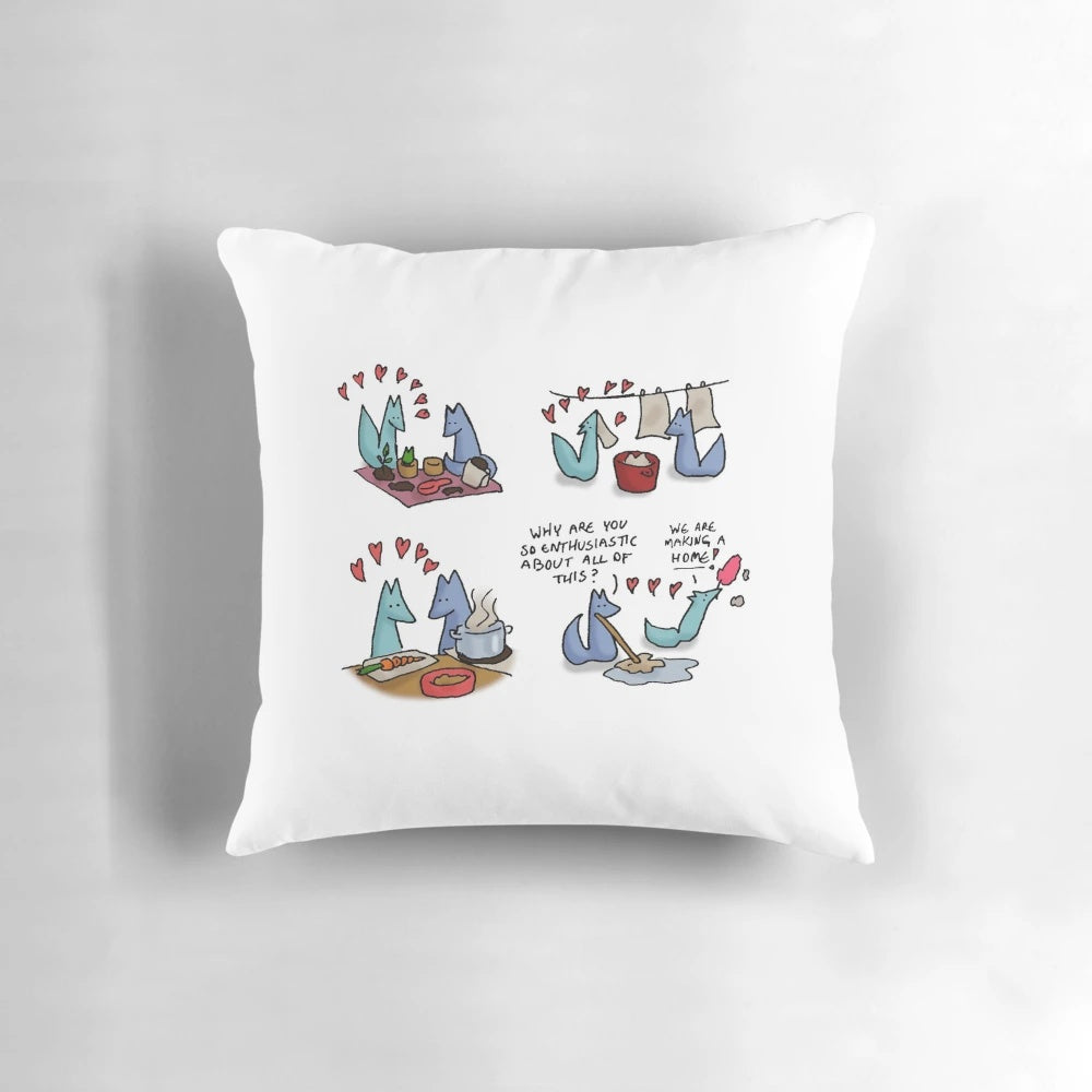 Handmade decorative pillow in a comfortable living room setting