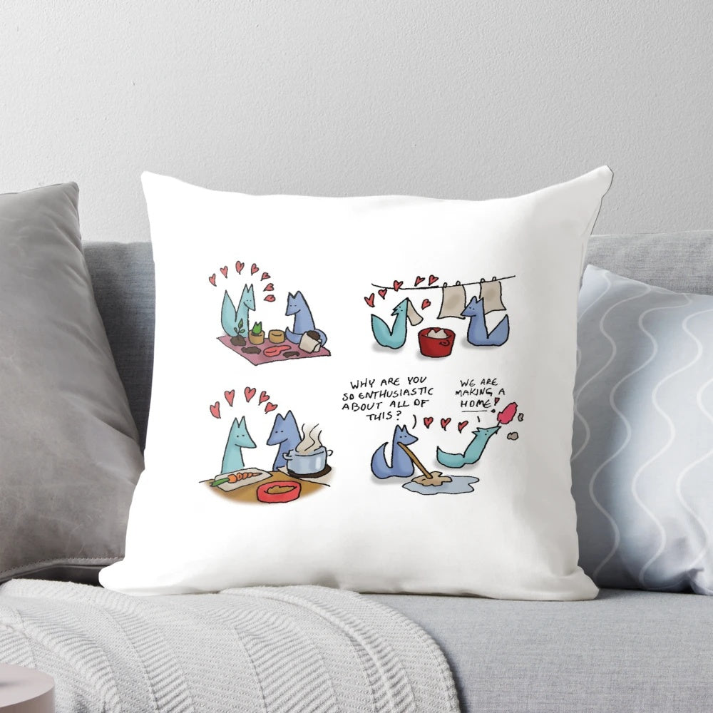 Handmade decorative pillow in a comfortable living room setting