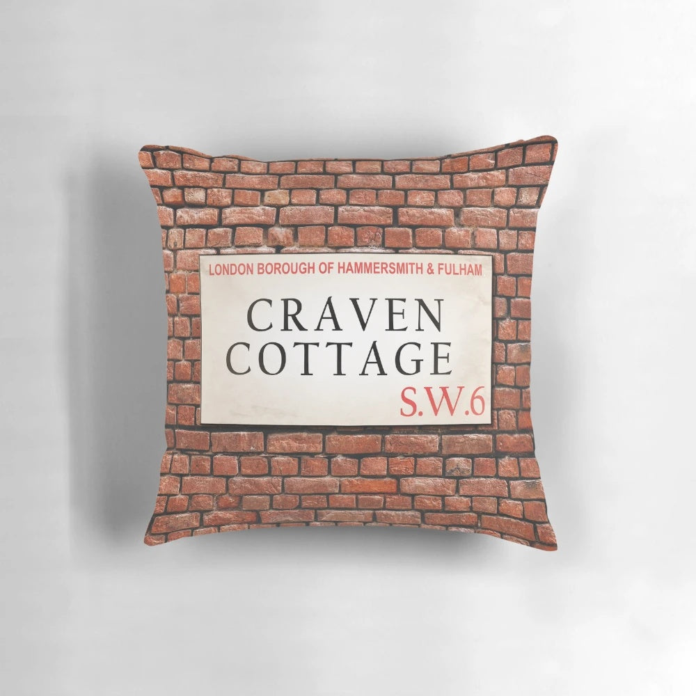 Craven Cottage Fulham SW6 Football Pillow featuring the iconic Fulham FC crest