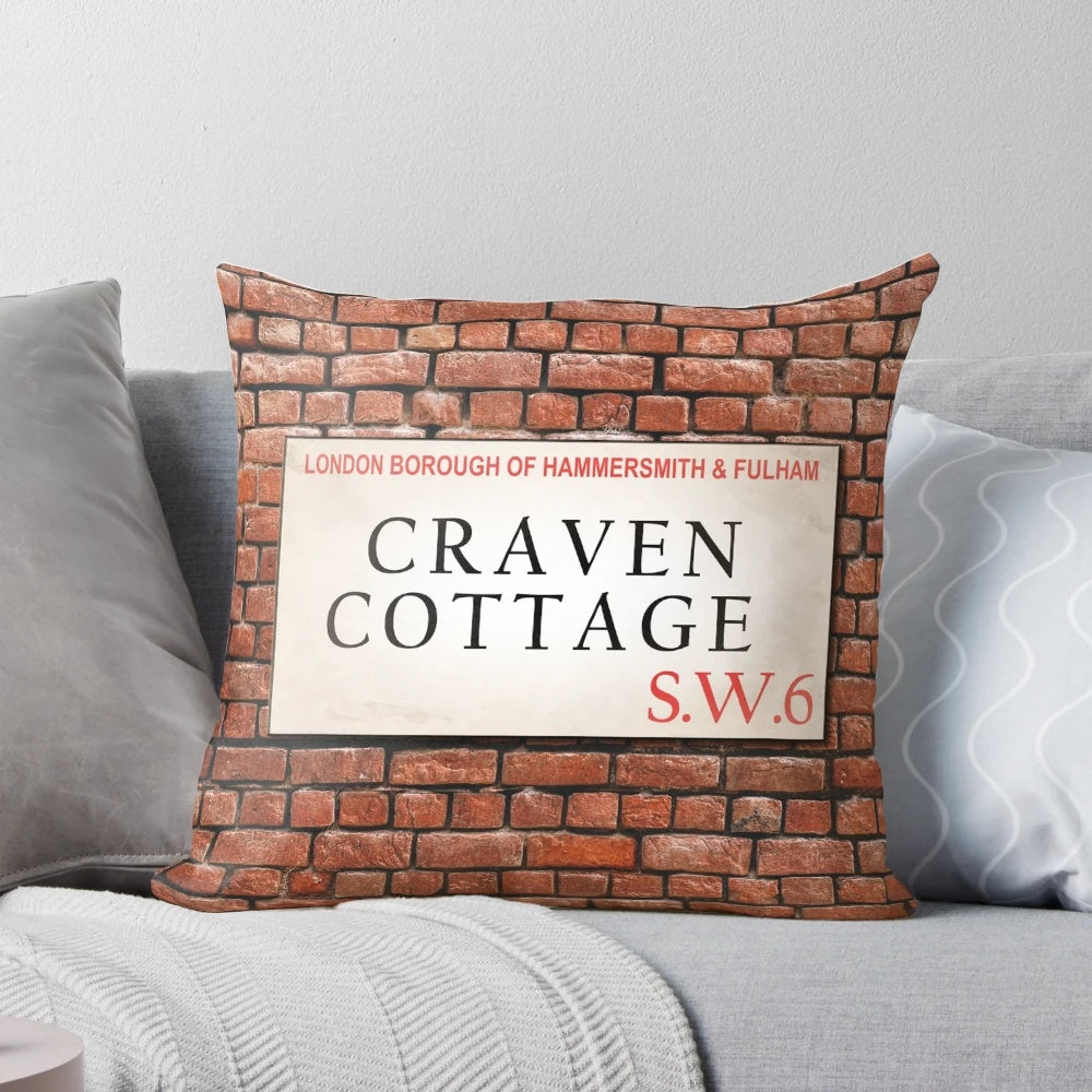 Craven Cottage Fulham SW6 Football Pillow featuring the iconic Fulham FC crest