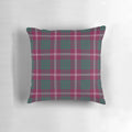 Crawford tartan pillow featuring a traditional Scottish clan pattern in deep burgundy and teal green