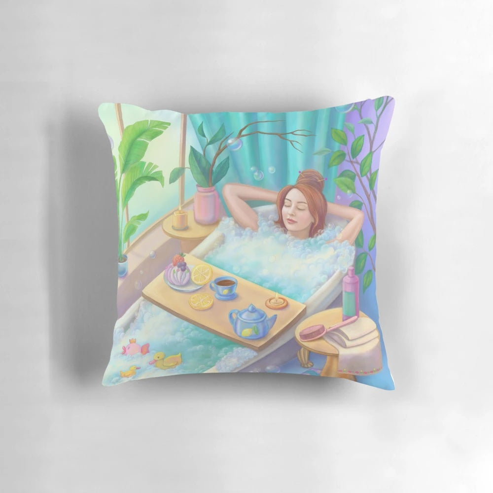Handcrafted "Time to Relax" Pillow, a soothing home accent for relaxation and self-care