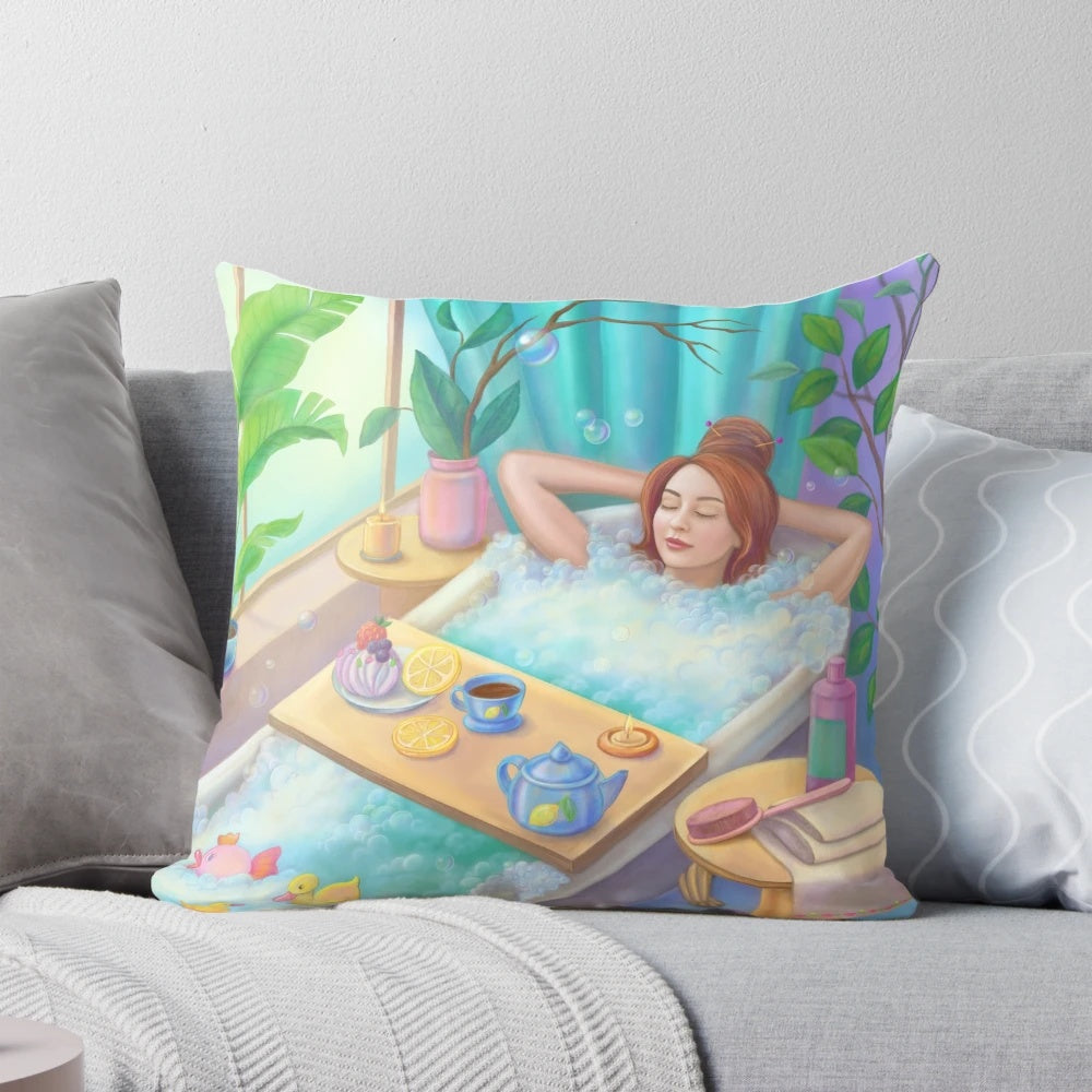 Handcrafted "Time to Relax" Pillow, a soothing home accent for relaxation and self-care