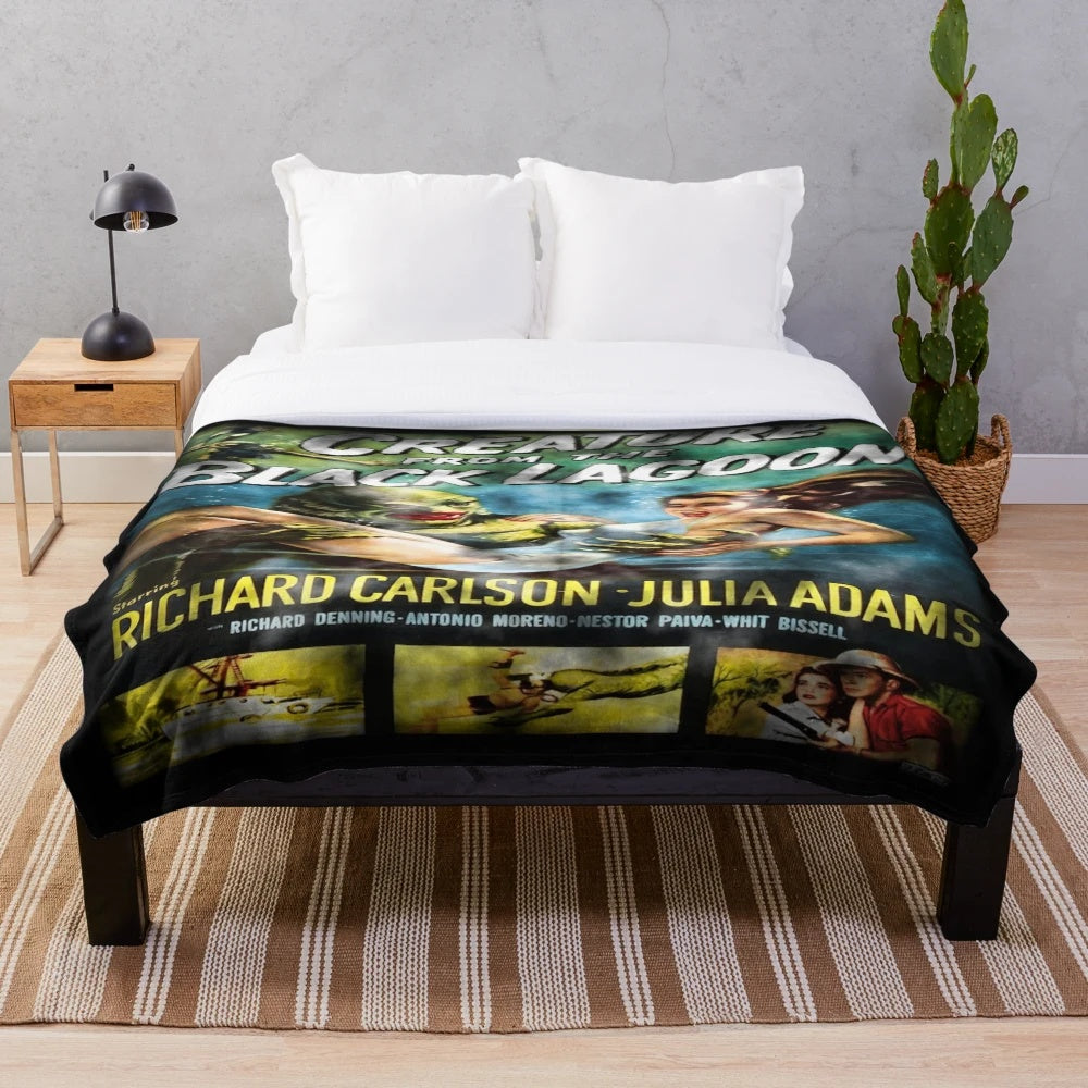 Creature from the Black Lagoon inspired plush blanket