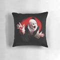 Creepy Art the Clown from the Terrifier horror movie decorative throw pillow
