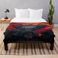 Creepy fall leaves plush blanket with gothic face design