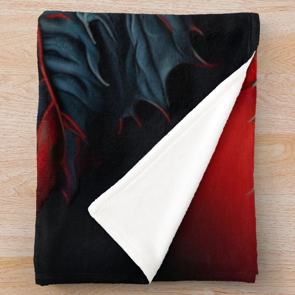 Creepy fall leaves plush blanket with gothic face design