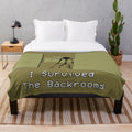 Backrooms-inspired creepy plush blanket featuring liminal space and nightmare-themed design