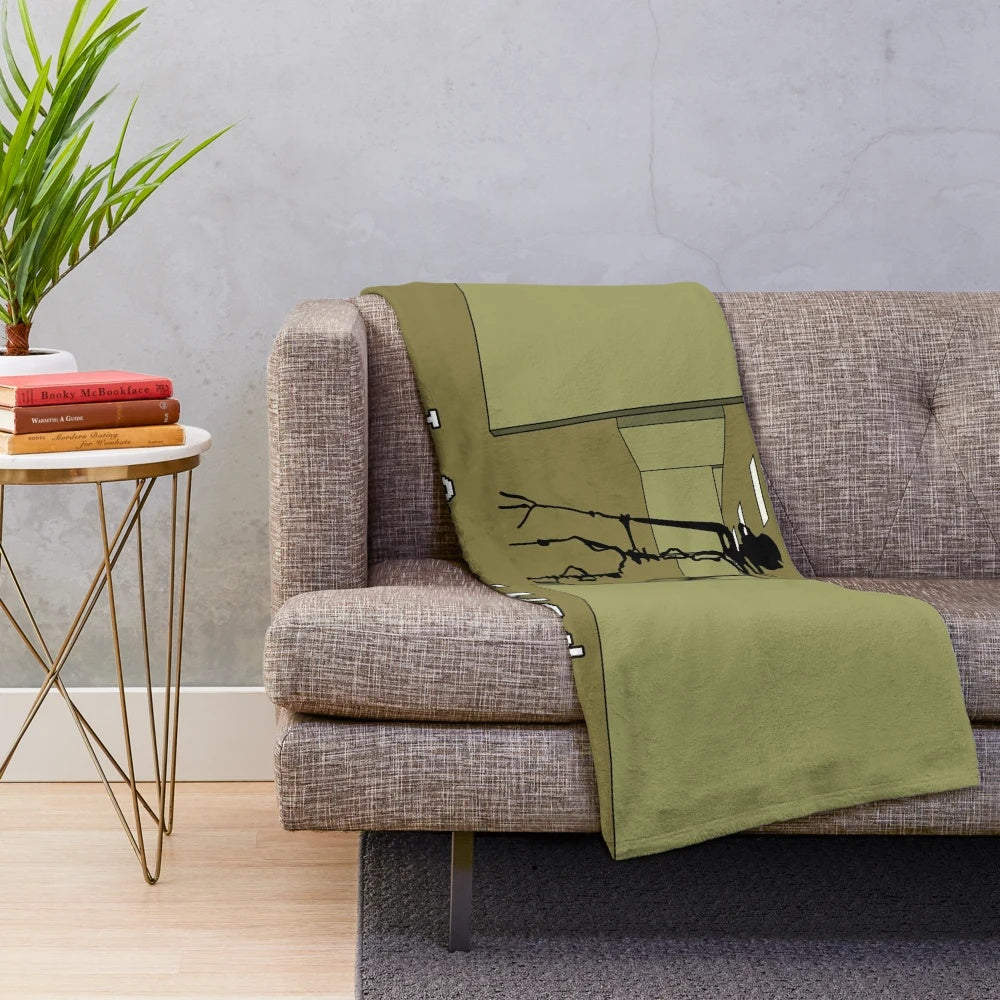 Backrooms-inspired creepy plush blanket featuring liminal space and nightmare-themed design