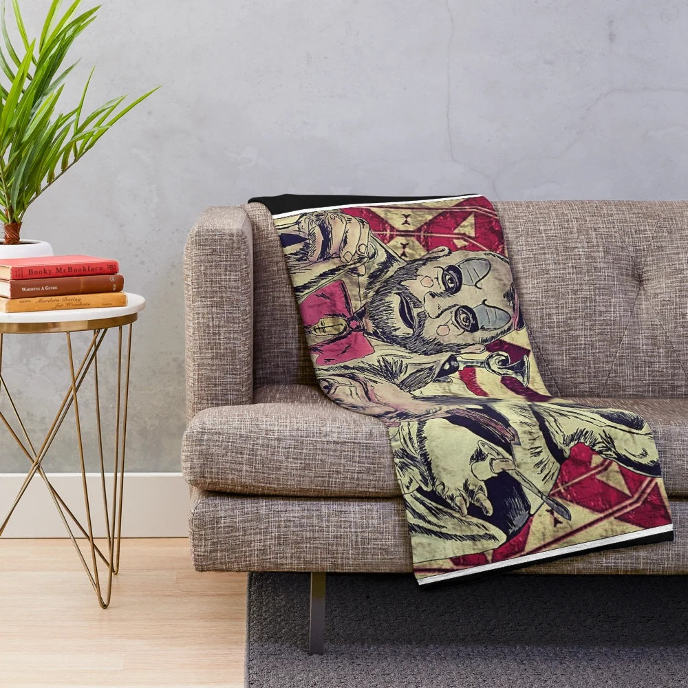 Creepy clown horror-themed plush blanket