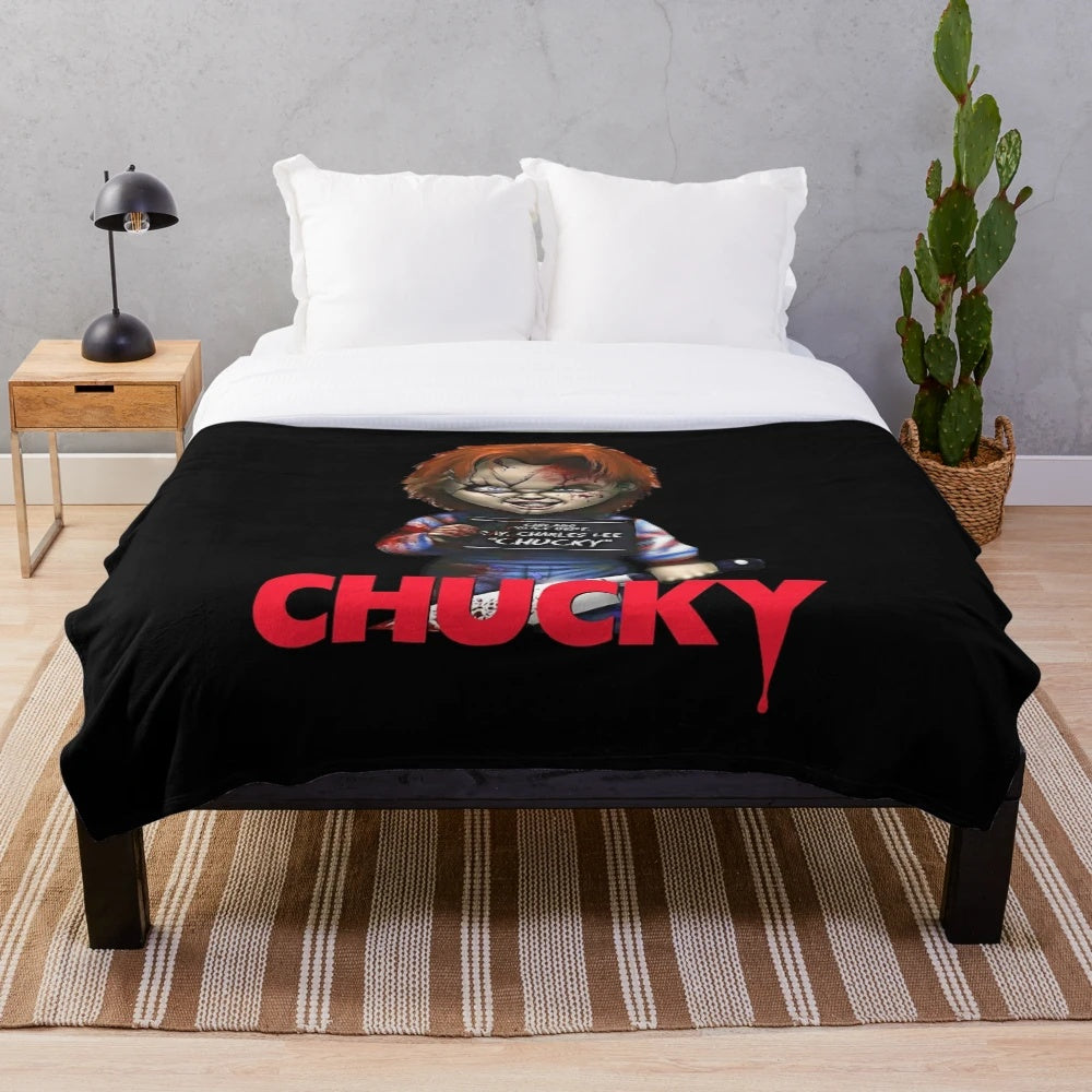 Childs Play Doll Inspired Plush Blanket with Spooky Aesthetic