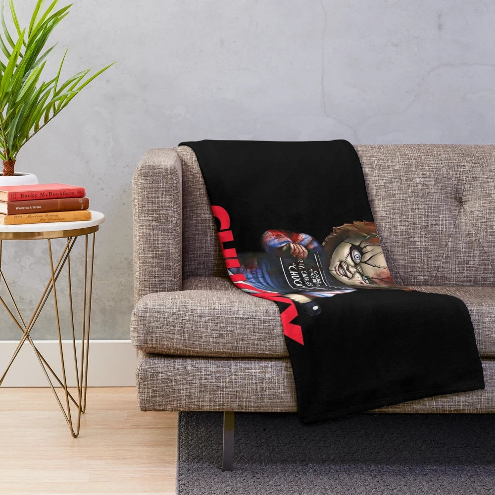 Childs Play Doll Inspired Plush Blanket with Spooky Aesthetic